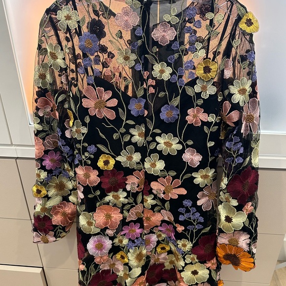 Mac Duggal Long-Sleeve Embroidered Floral Minidress Size 10 NWT - Picture 3 of 6